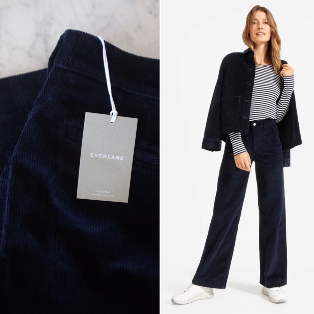 NWT Everlane Corduroy Wide Leg Pant - Navy